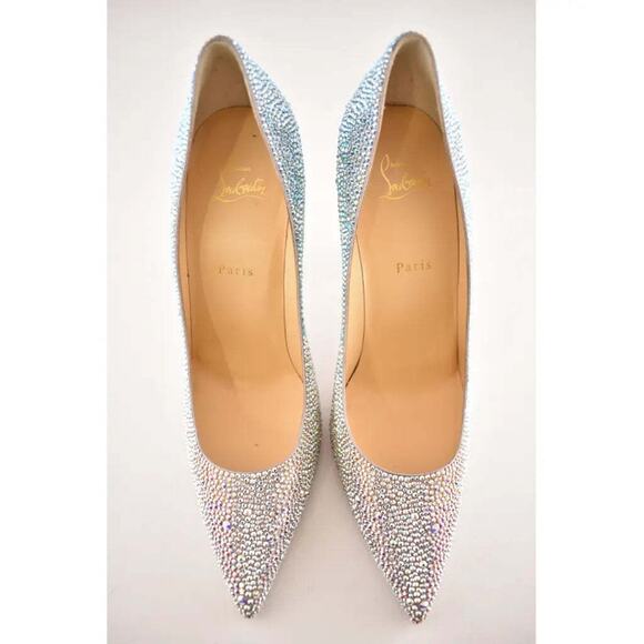 Christian Louboutin Kate Strass Degrade 100 Nude Multi AB Blue Pink Heel Pump 42 - Picture 6 of 11